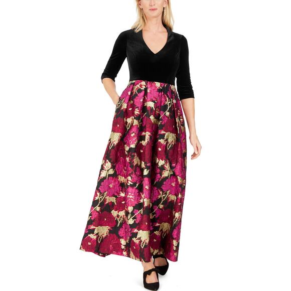 Eliza J Velvet Floral Damask Skirt Maxi Dress Size 20W NWT - Picture 9 of 9